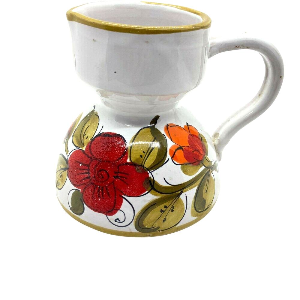 Italian Art Pottery Pitcher Floral Vintage Multicolor Jug Vase Charming Little